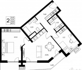 2-комн, 88 кв м, этаж 3/8 Саки, Историческая улица