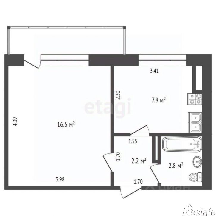 1-комн квартира Симферопольская улица, 11,  д. 11