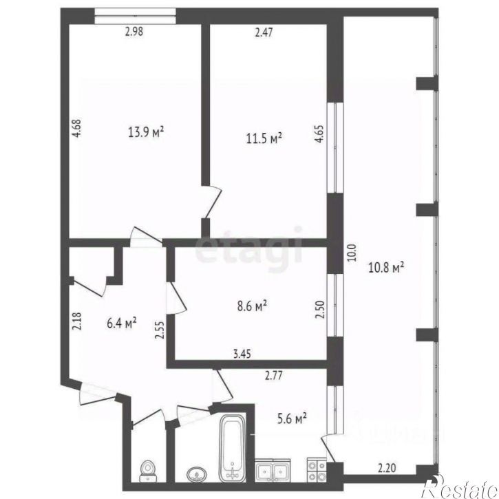 3-комн квартира улица Мира, 13,  д. 13