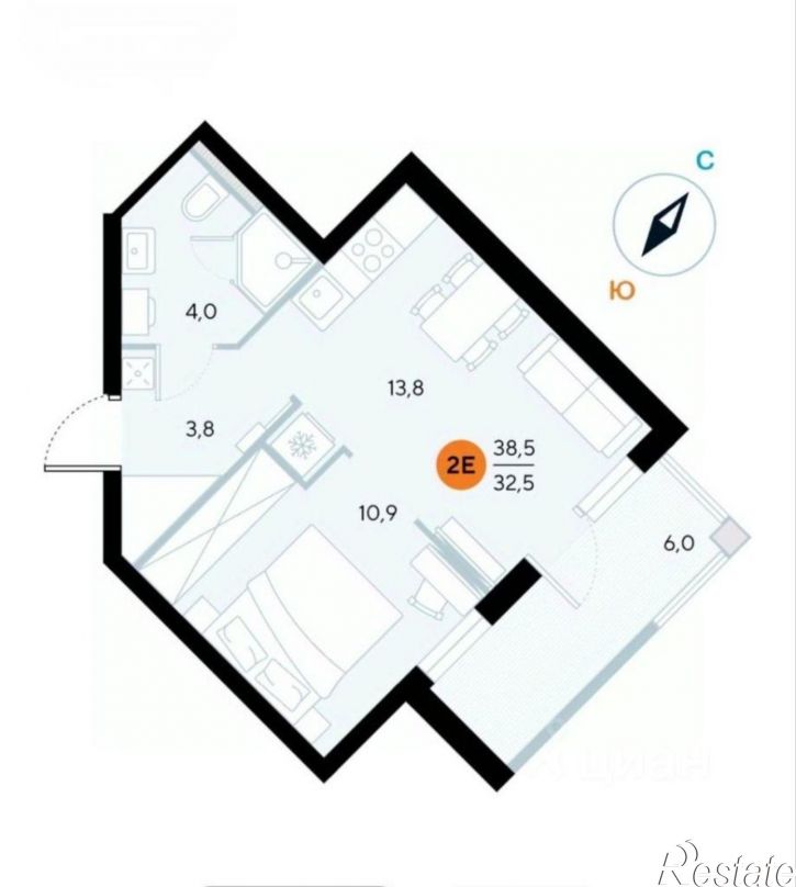 2-комн квартира улица Аллея Дружбы, c10А,  д. c10А