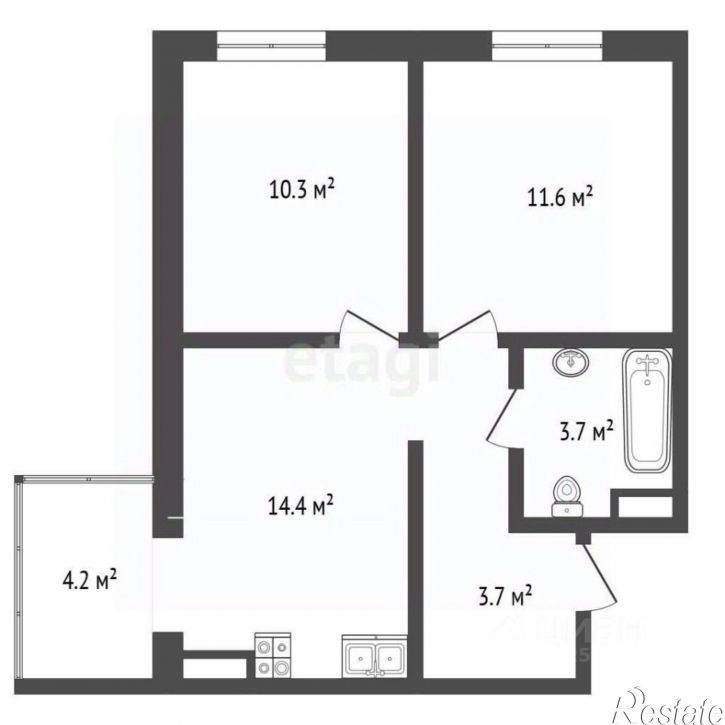 2-комн квартира Парковая улица, 4 к1,  д. 4 к1