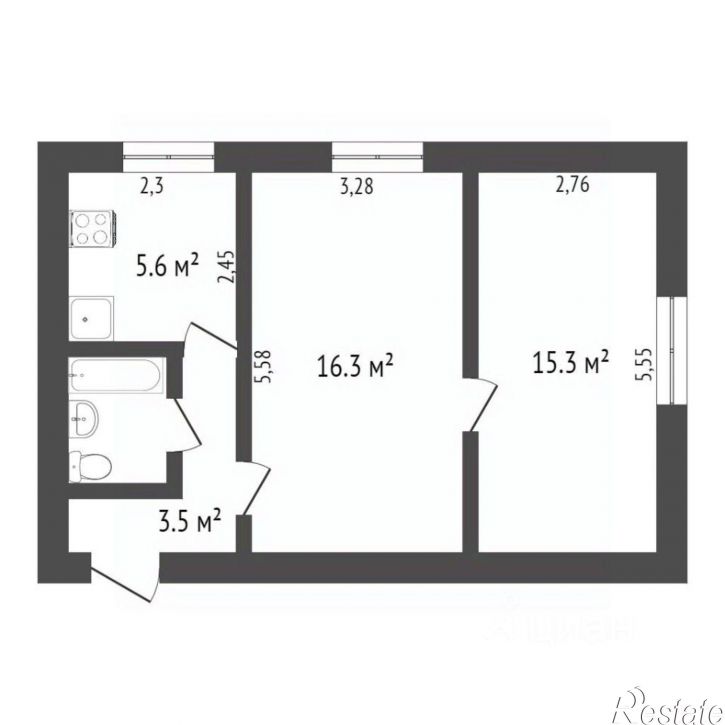 2-комн квартира улица Льва Толстого, 32,  д. 32