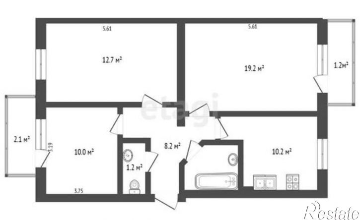 3-комн квартира Феодосия, улица Грина, 35