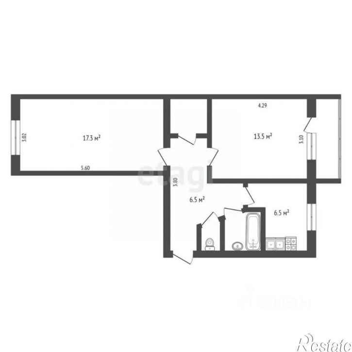 2-комн квартира ул Гайдара, 2,  д. 2