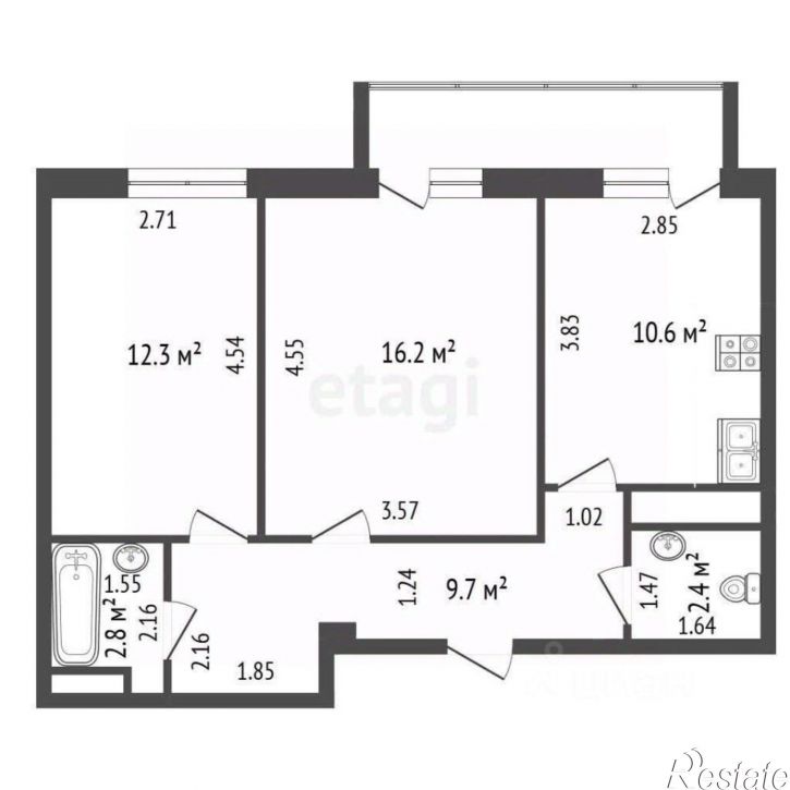 2-комн квартира Набережная улица, 14,  д. 14