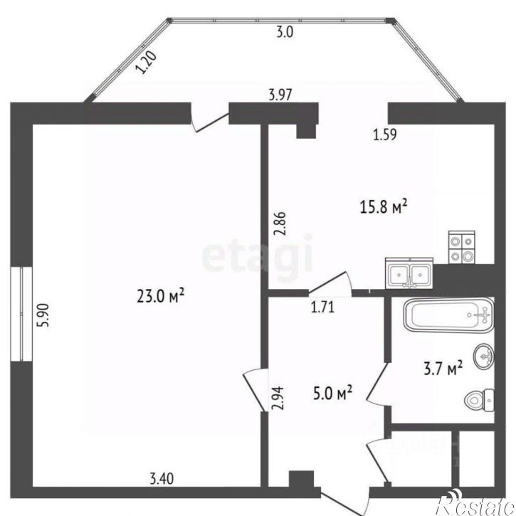 1-комн квартира проспект Генерала Острякова, 250Б,  д. 250Б