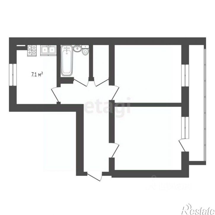 2-комн квартира мкр 1, 1А,  д. 1А