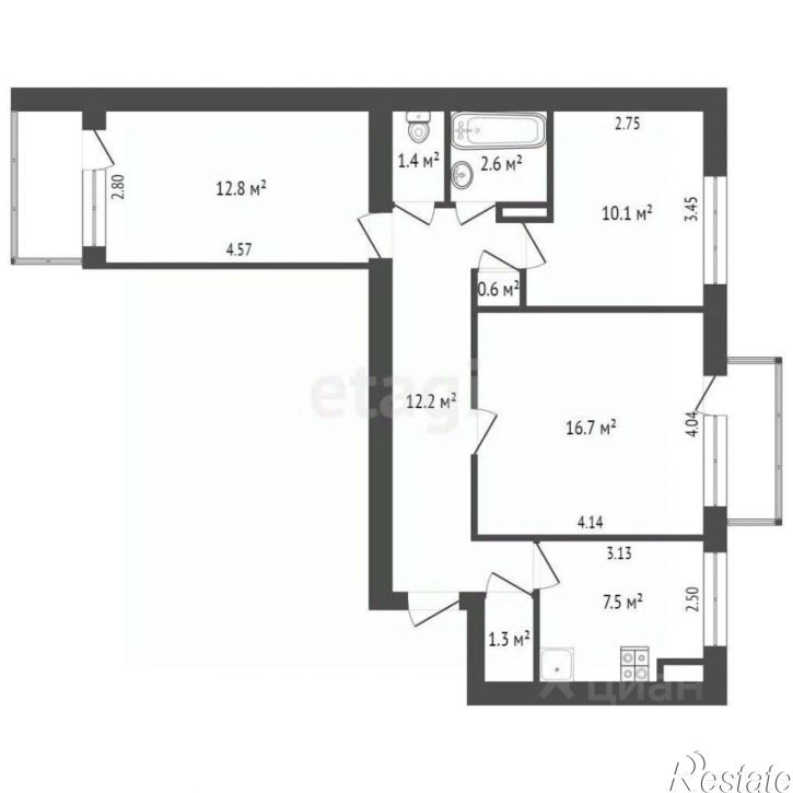 3-комн квартира мкр им Генерала Корявко, 17,  д. 17