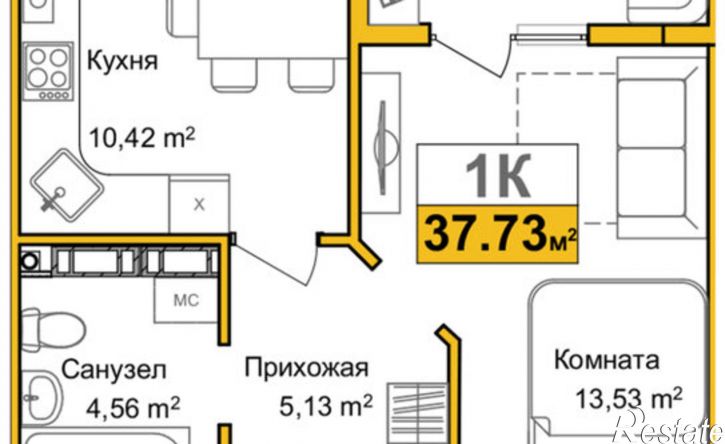1-комн квартира Симферополь, улица Батурина, 145