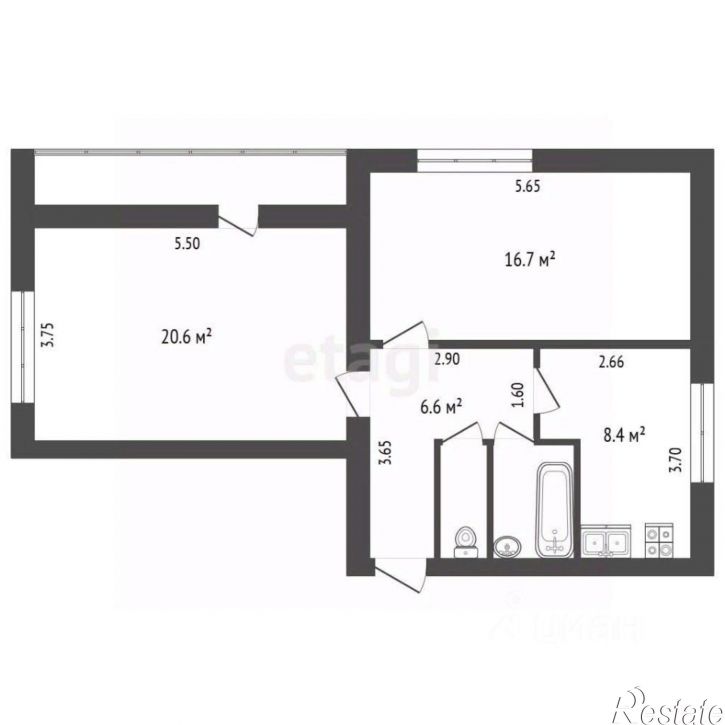 2-комн квартира Симферопольский район