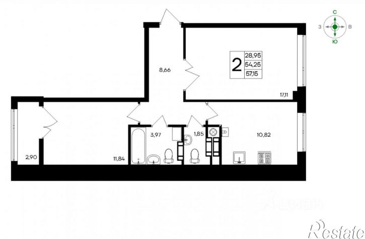 2-комн квартира ул Парковая, 1 2,  д. 1 2,  к. 2