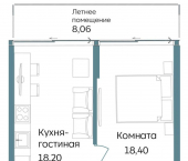 1-комн, 47 кв м, этаж 8/12 г. Саки, ул. Морская