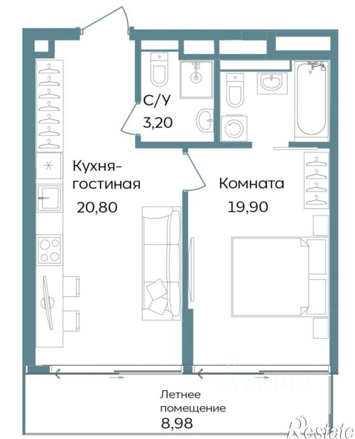 2-комн квартира в новом доме г. Саки, ул. Морская