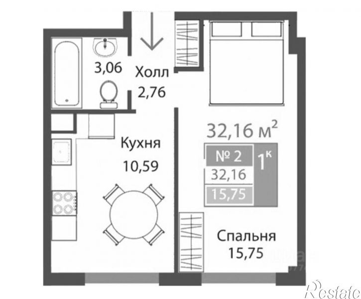 1-комн квартира Симферопольский район, Мирное с.