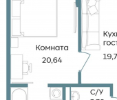 2-комн, 53 кв м, этаж 7/12 