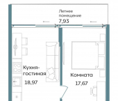 1-комн, 48 кв м, этаж 7/12 г. Саки, ул. Морская