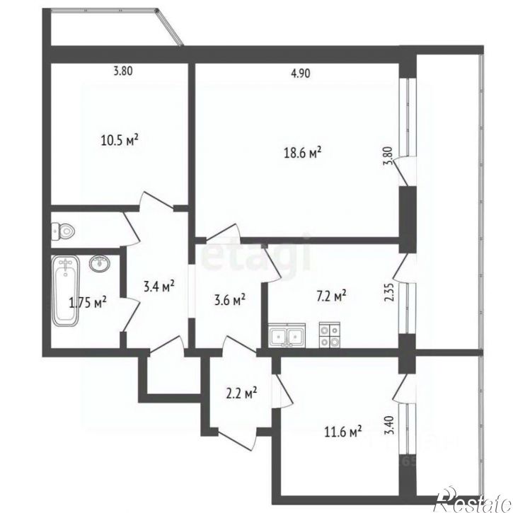 3-комн квартира улица Фрунзе, 46А,  д. 46А