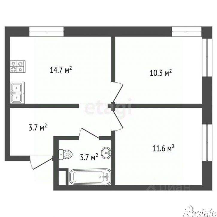 2-комн квартира Парковая улица, 4 к1,  д. 4 к1