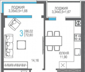 3-комн, 72 кв м, этаж 8/8 улица Багликова, 19А