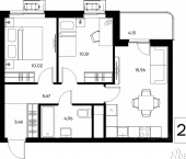 2-комн, 54 кв м, этаж 4/8 Саки, Историческая улица