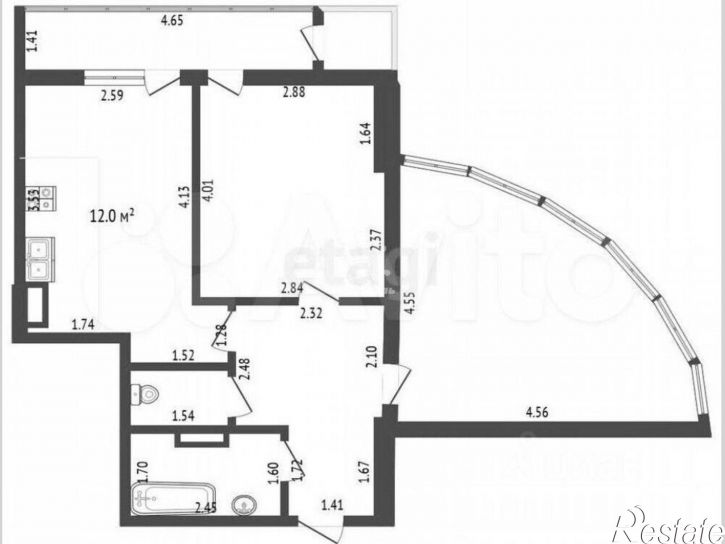 2-комн квартира пр-кт Генерала Острякова, 244 6,  д. 244 6,  к. 6