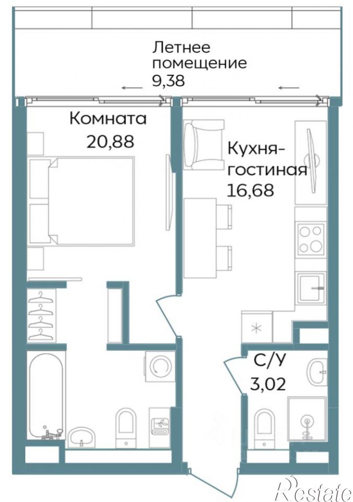 2-комн квартира в новом доме г. Саки, ул. Морская