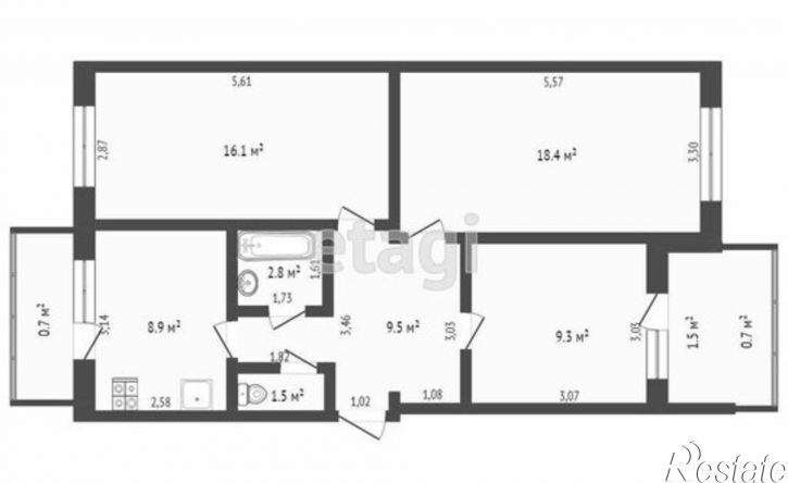 3-комн квартира ул Крымская, 1А,  д. 1А