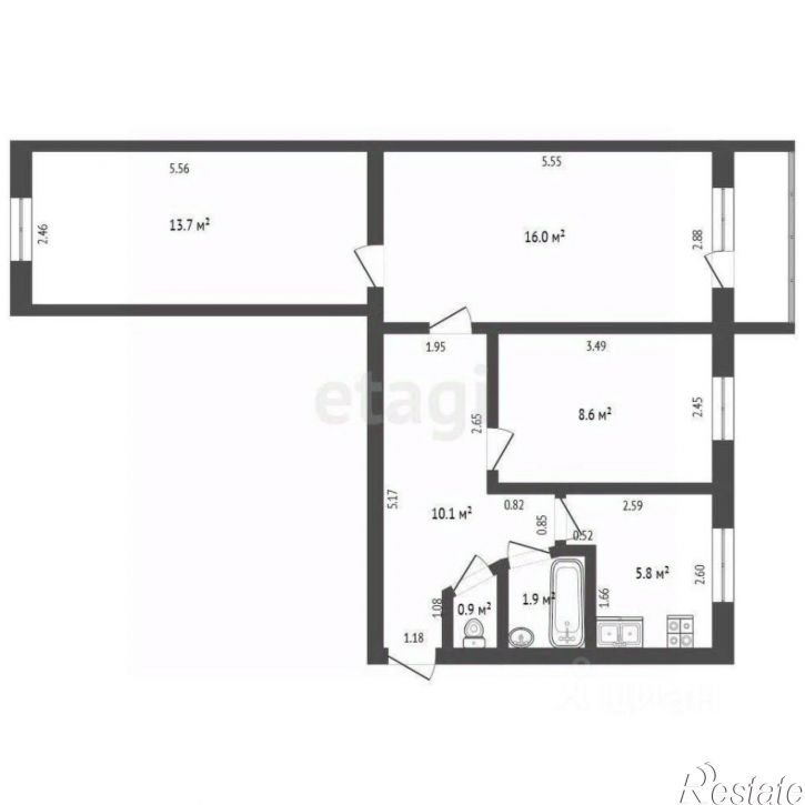 3-комн квартира Таврическая улица, 2,  д. 2