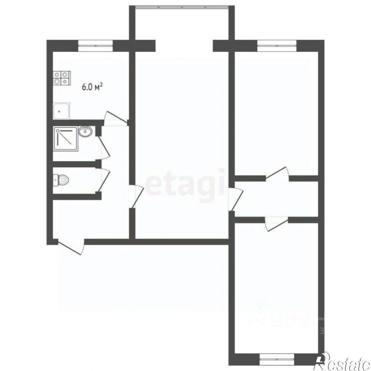 3-комн квартира Озёрная улица, 21,  д. 21