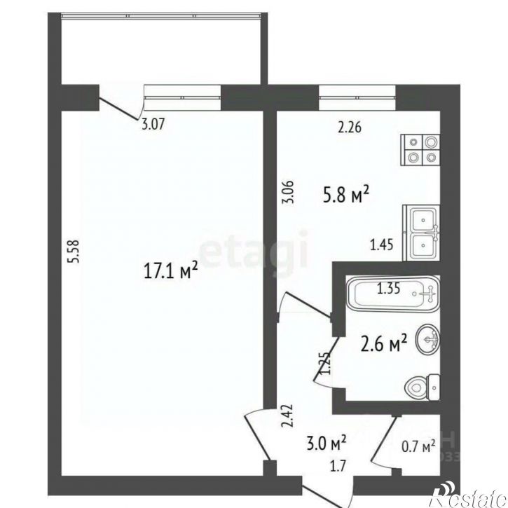 1-комн квартира мкр 10, 2,  д. 2