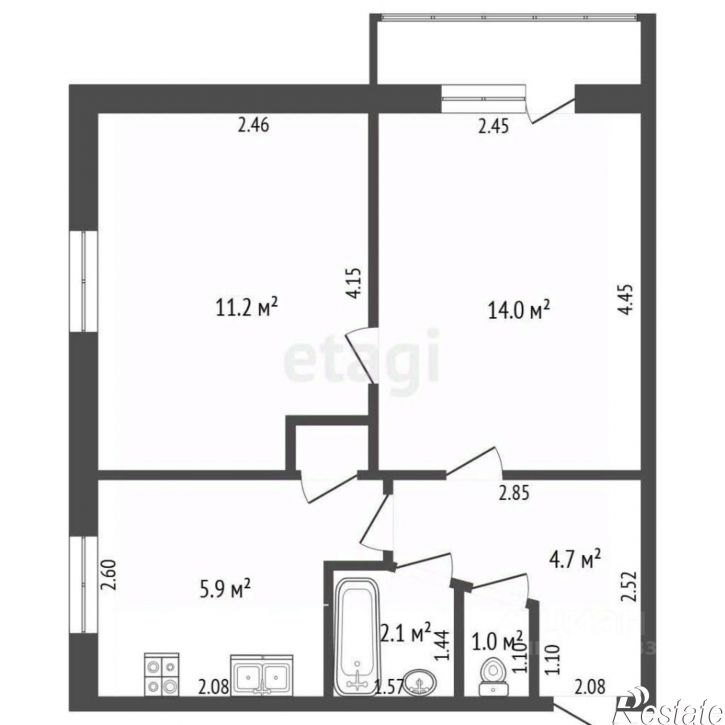 2-комн квартира мкр 1, 24,  д. 24