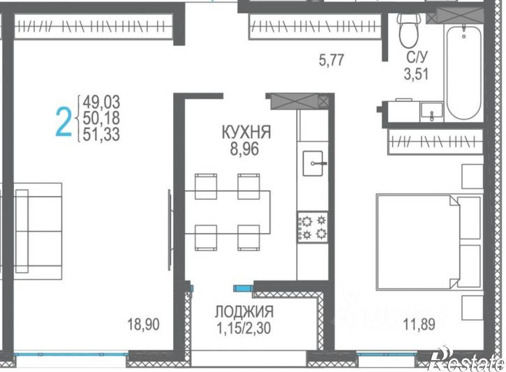 2-комн квартира в новом доме Лазурная улица, 1 к2,  д. 1 к2