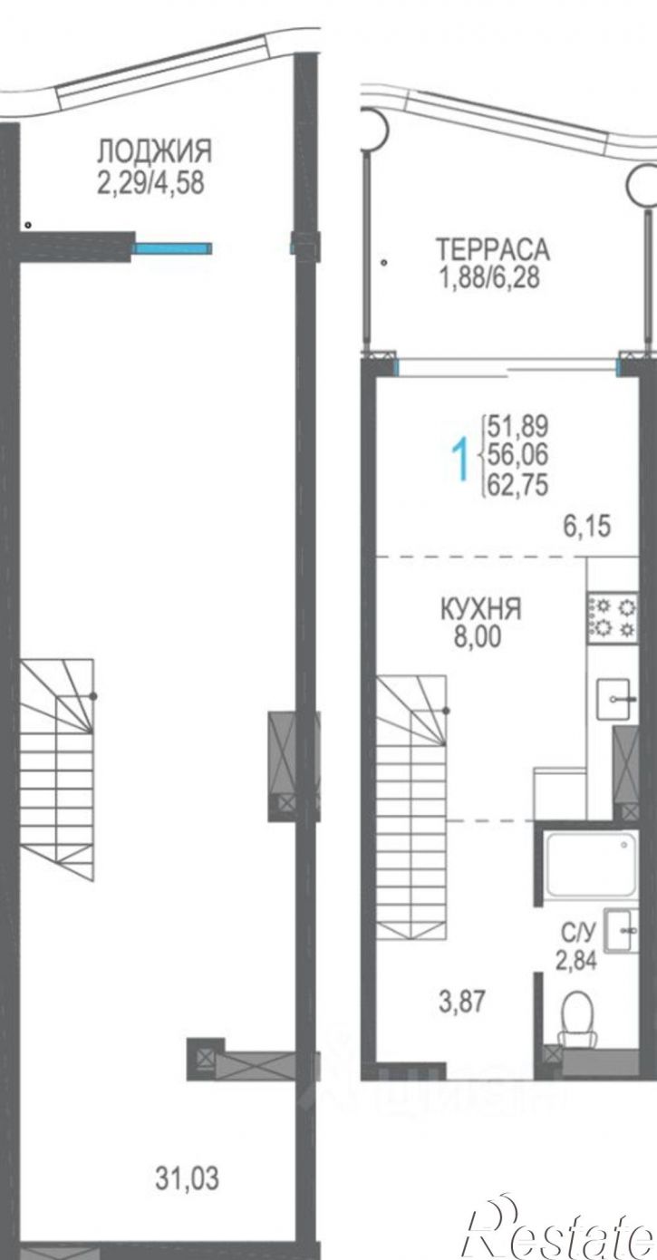 1-комн квартира в новом доме Лазурная улица, 1 к6,  д. 1 к6