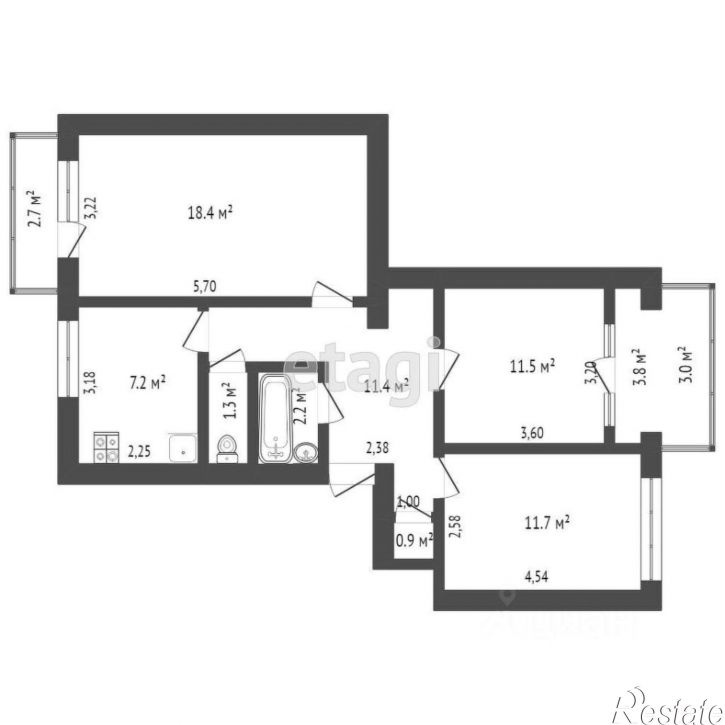 3-комн квартира Парковая улица, 4,  д. 4