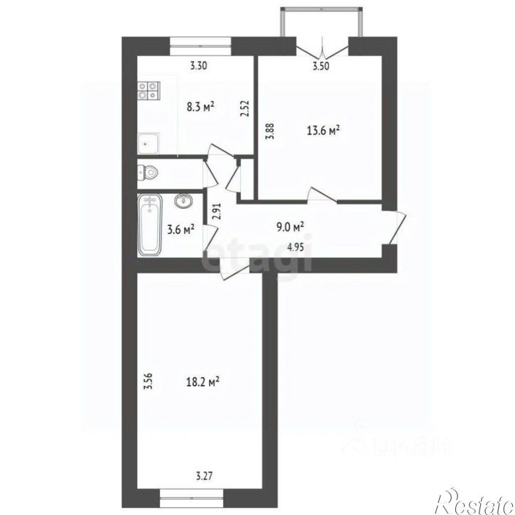 2-комн квартира улица Героев Севастополя, 12,  д. 12