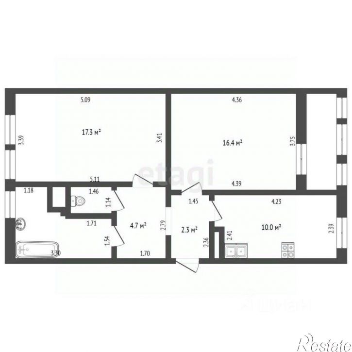 2-комн квартира Античный проспект, 22,  д. 22