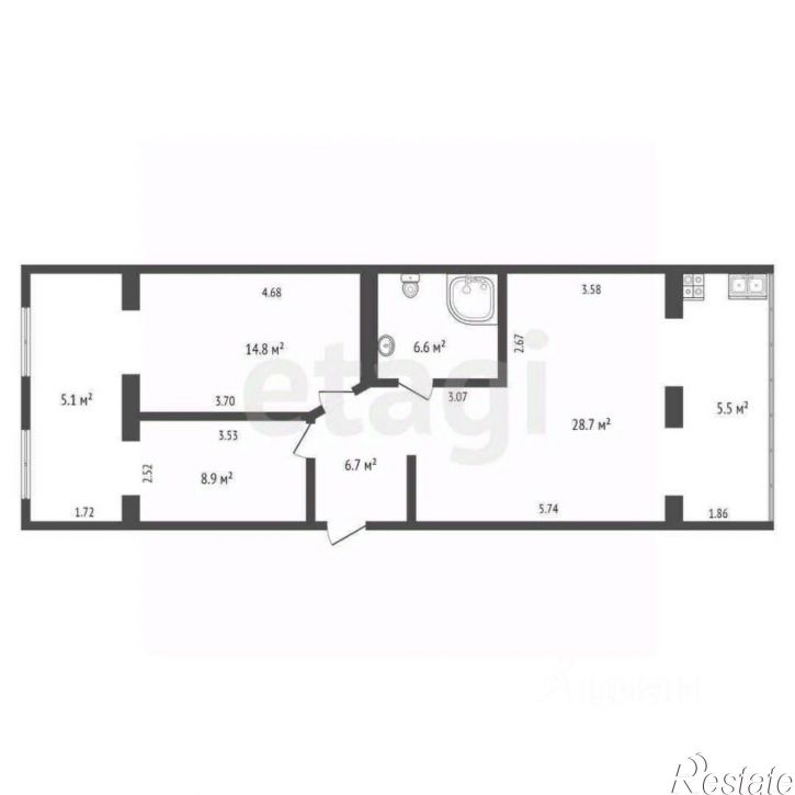 3-комн квартира Севастопольское шоссе, 2Б,  д. 2Б