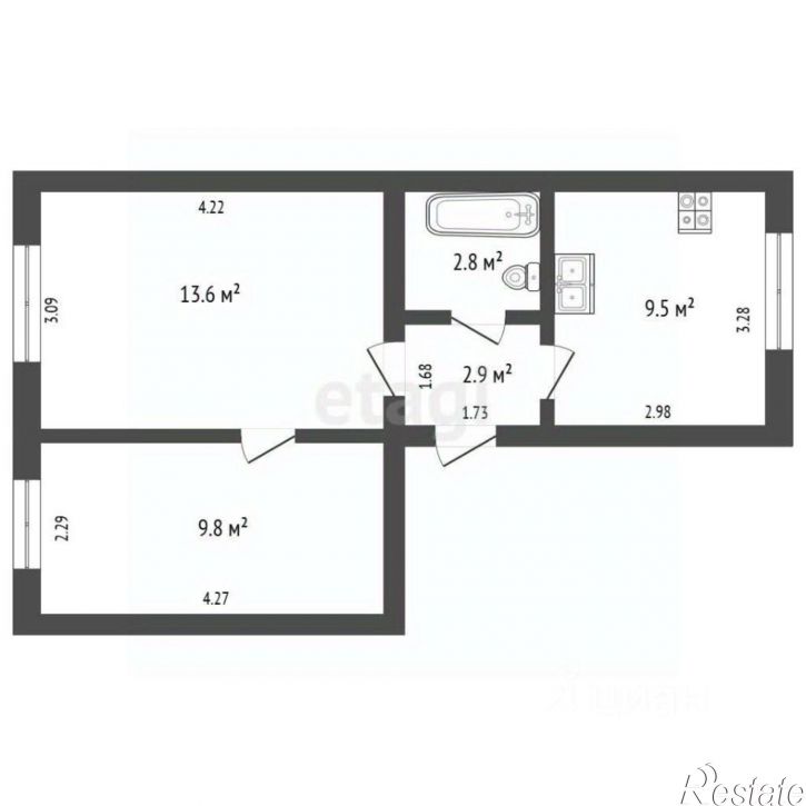 2-комн квартира ул Комсомольская, 14,  д. 14