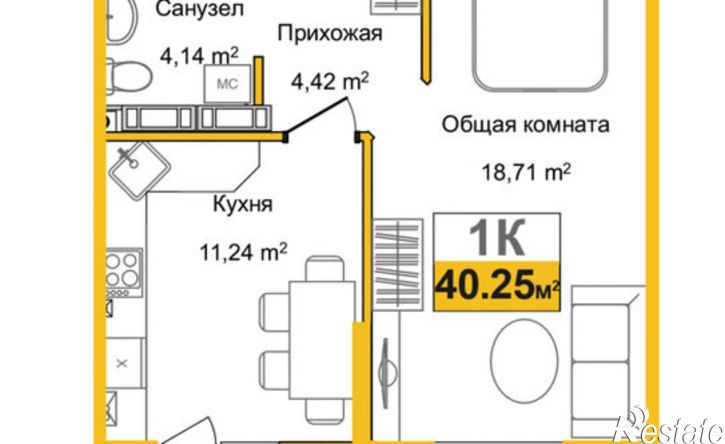 1-комн квартира Симферополь, улица Батурина, 177к4