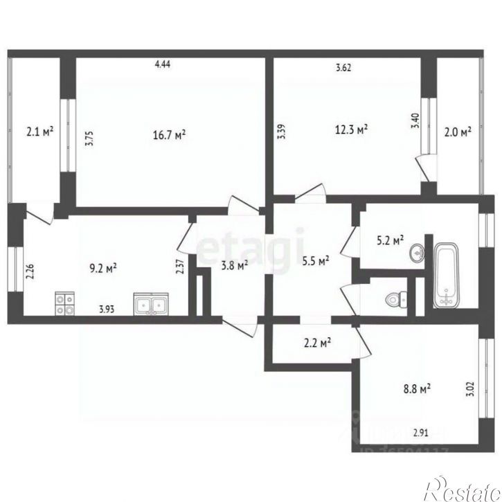 3-комн квартира улица Александра Маринеско, 4Б,  д. 4Б