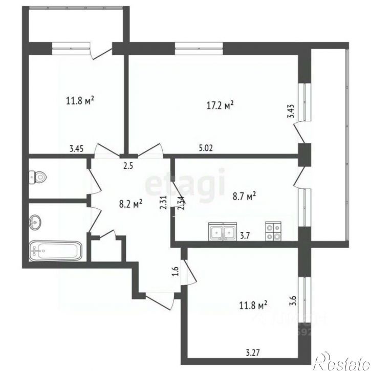 3-комн квартира Фрунзенское шоссе, 2А,  д. 2А