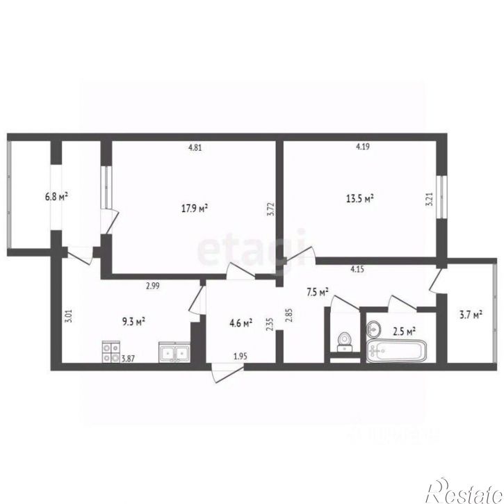 2-комн квартира Приморский переулок, 4,  д. 4