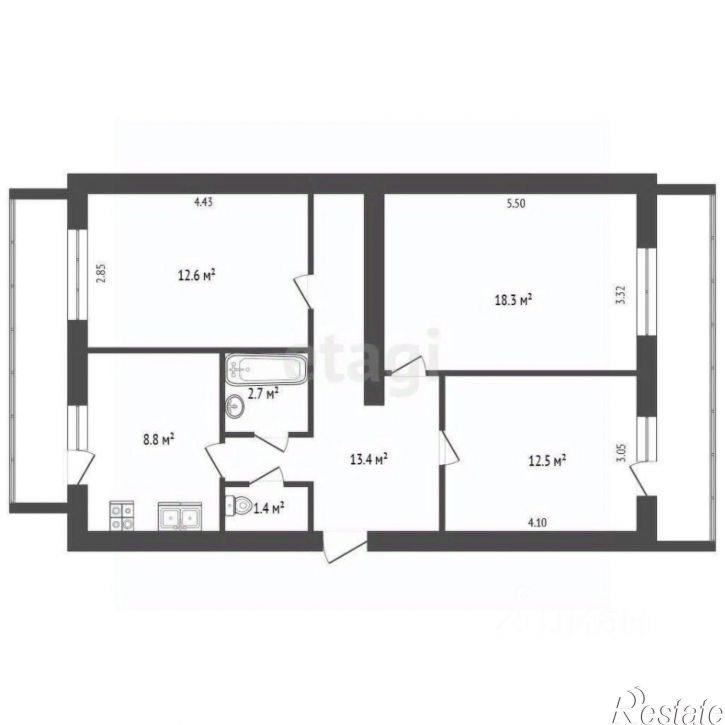 3-комн квартира проспект Генерала Острякова, 221,  д. 221