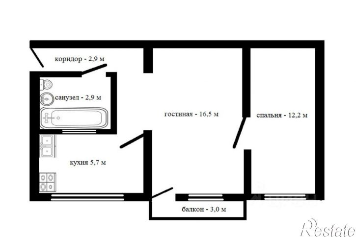 2-комн квартира Крымская улица, 15А,  д. 15А