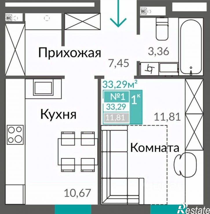 1-комн квартира в новом доме улица Виталия Чуркина, 1 к2,  д. 1 к2