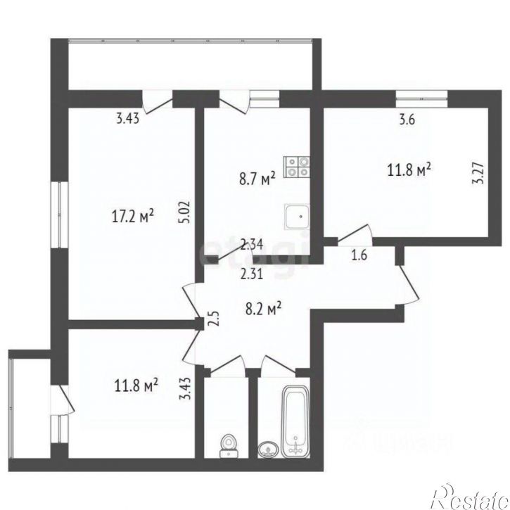 3-комн квартира Фрунзенское шоссе, 2А,  д. 2А