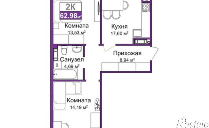 2-комн квартира в новом доме Симферополь, Центральный район, ЖК Город Мира