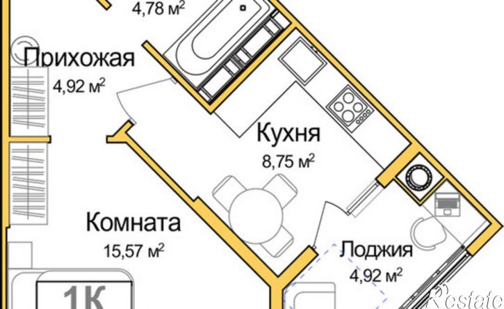 1-комн квартира в новом доме Симферополь, Центральный район, ЖК Город Мира