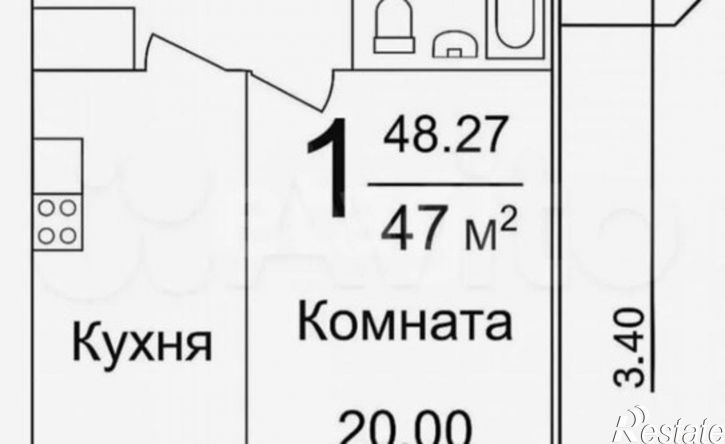 1-комн квартира пр-кт Генерала Острякова, 244 1,  д. 244 1,  к. 1