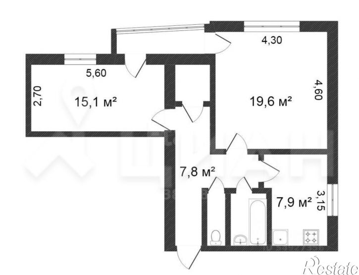 2-комн квартира ул Флагманская, 1,  д. 1